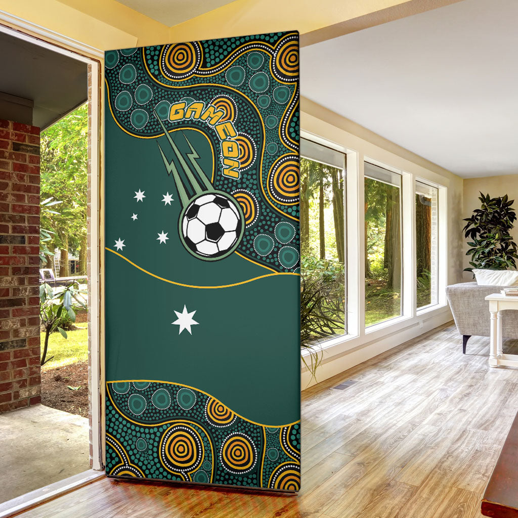 Matildas Game On Door Cover Indigenous Dot Art Soccer Ball With Southern Cross Stars