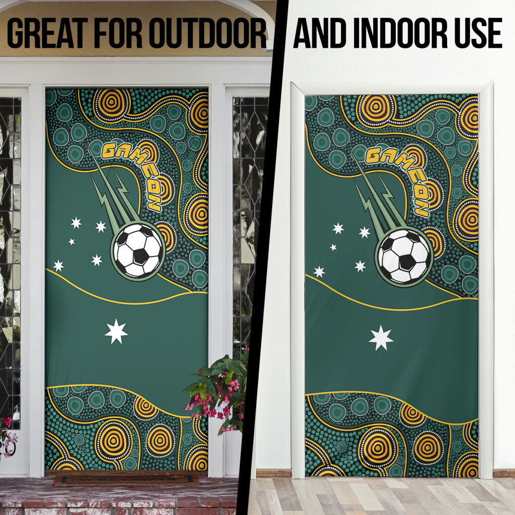 Matildas Game On Door Cover Indigenous Dot Art Soccer Ball With Southern Cross Stars
