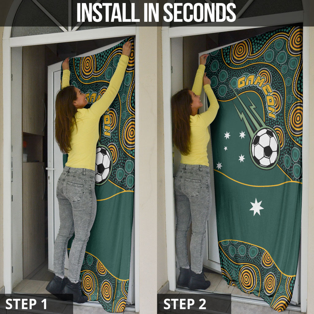 Matildas Game On Door Cover Indigenous Dot Art Soccer Ball With Southern Cross Stars