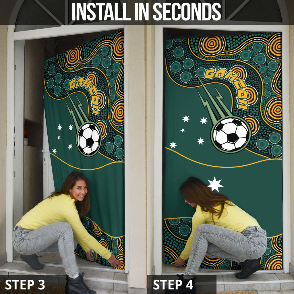 Matildas Game On Door Cover Indigenous Dot Art Soccer Ball With Southern Cross Stars