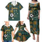 Matildas Game On Family Matching Puletasi and Hawaiian Shirt Indigenous Dot Art Soccer Ball With Southern Cross Stars