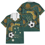 Matildas Game On Family Matching Summer Maxi Dress and Hawaiian Shirt Indigenous Dot Art Soccer Ball With Southern Cross Stars