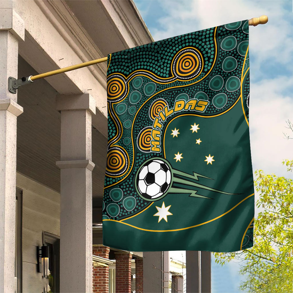 Matildas Game On Garden Flag Indigenous Dot Art Soccer Ball With Southern Cross Stars