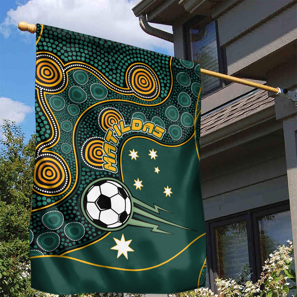 Matildas Game On Garden Flag Indigenous Dot Art Soccer Ball With Southern Cross Stars