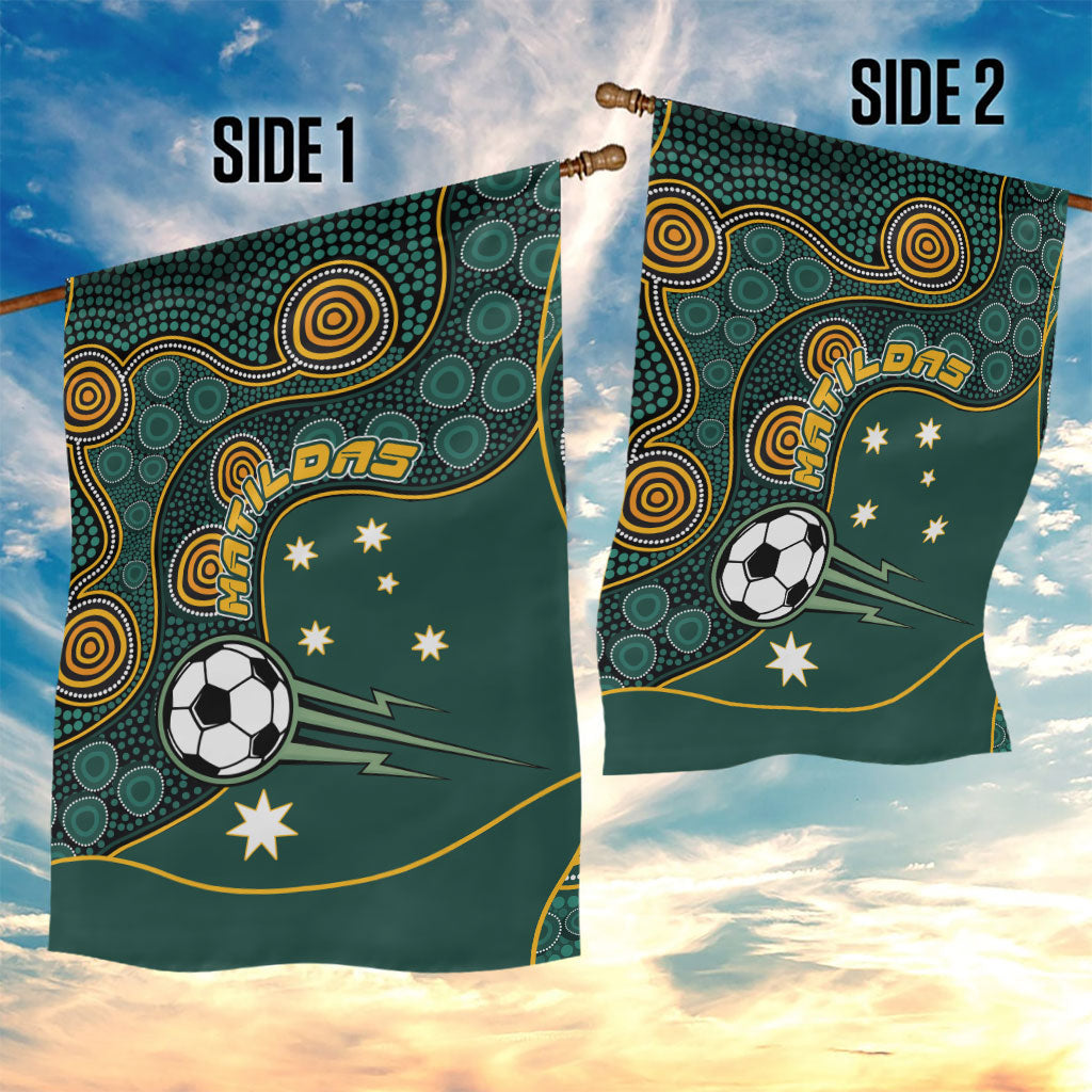 Matildas Game On Garden Flag Indigenous Dot Art Soccer Ball With Southern Cross Stars