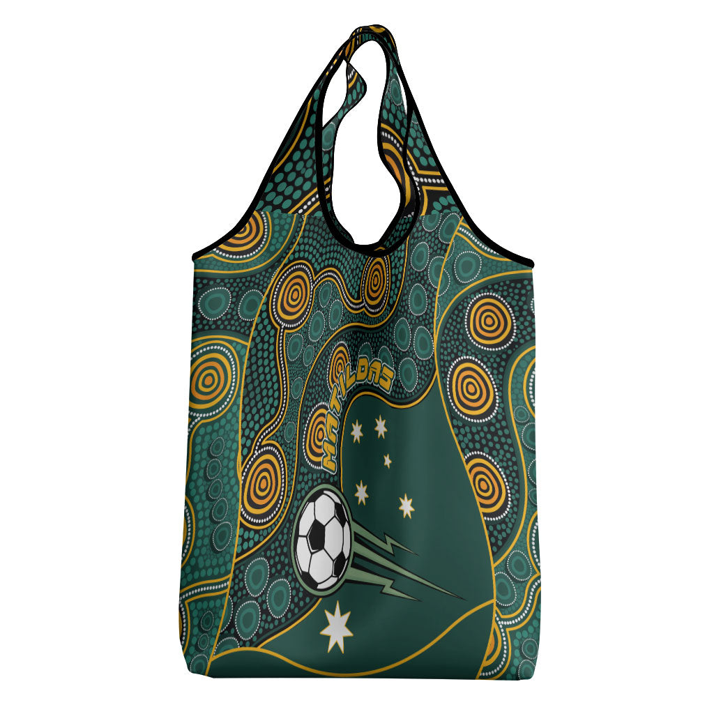 Matildas Game On Grocery Bag Indigenous Dot Art Soccer Ball With Southern Cross Stars