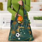 Matildas Game On Grocery Bag Indigenous Dot Art Soccer Ball With Southern Cross Stars
