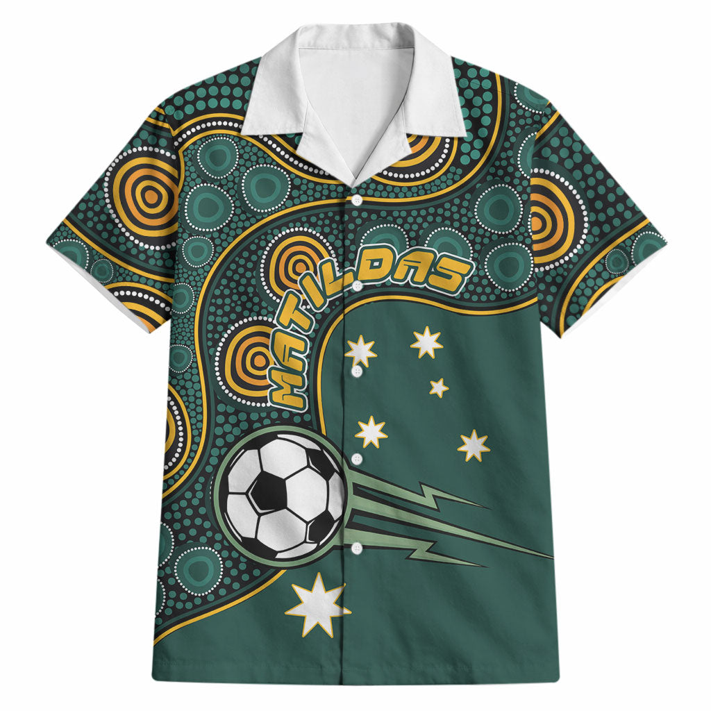 Matildas Game On Hawaiian Shirt Indigenous Dot Art Soccer Ball With Southern Cross Stars