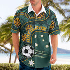 Matildas Game On Hawaiian Shirt Indigenous Dot Art Soccer Ball With Southern Cross Stars