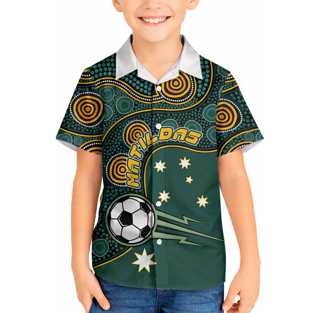 Matildas Game On Hawaiian Shirt Indigenous Dot Art Soccer Ball With Southern Cross Stars