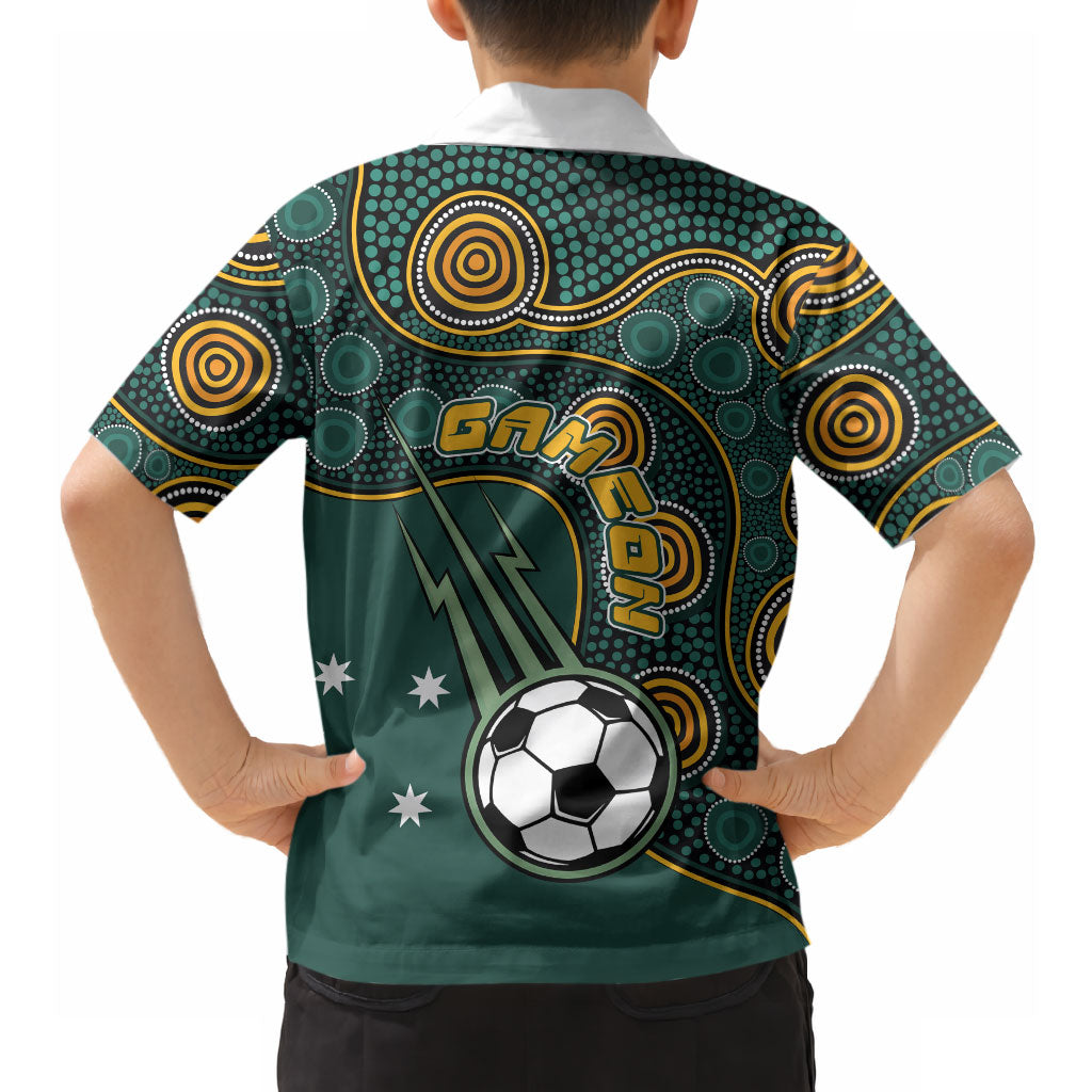 Matildas Game On Hawaiian Shirt Indigenous Dot Art Soccer Ball With Southern Cross Stars