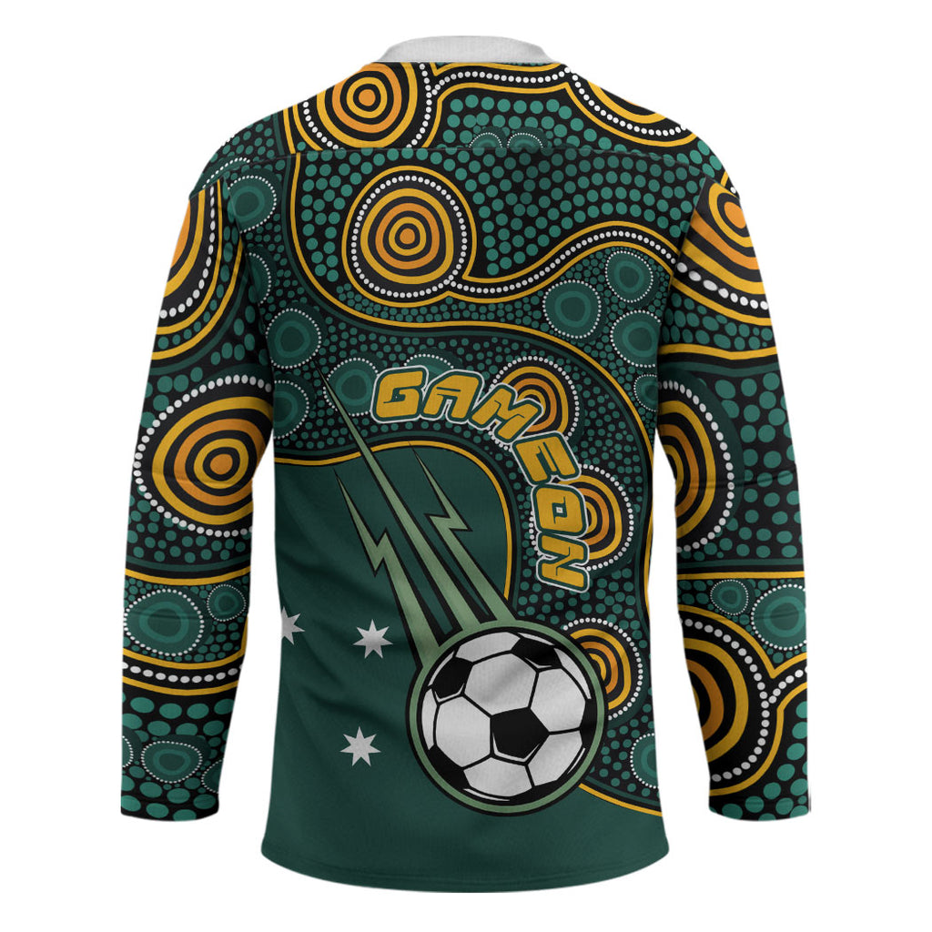 Matildas Game On Hockey Jersey Indigenous Dot Art Soccer Ball With Southern Cross Stars