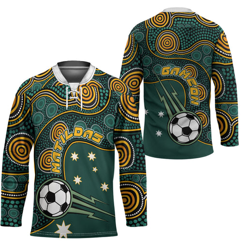 Matildas Game On Hockey Jersey Indigenous Dot Art Soccer Ball With Southern Cross Stars