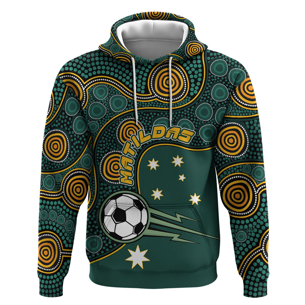 Matildas Game On Hoodie Indigenous Dot Art Soccer Ball With Southern Cross Stars