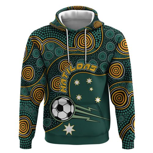 Matildas Game On Hoodie Indigenous Dot Art Soccer Ball With Southern Cross Stars