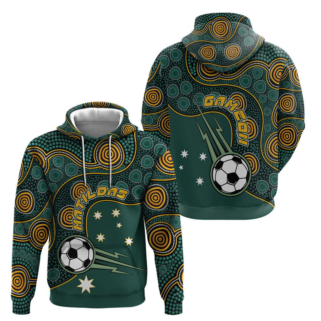Matildas Game On Hoodie Indigenous Dot Art Soccer Ball With Southern Cross Stars