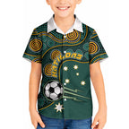 Matildas Game On Kid Hawaiian Shirt Indigenous Dot Art Soccer Ball With Southern Cross Stars