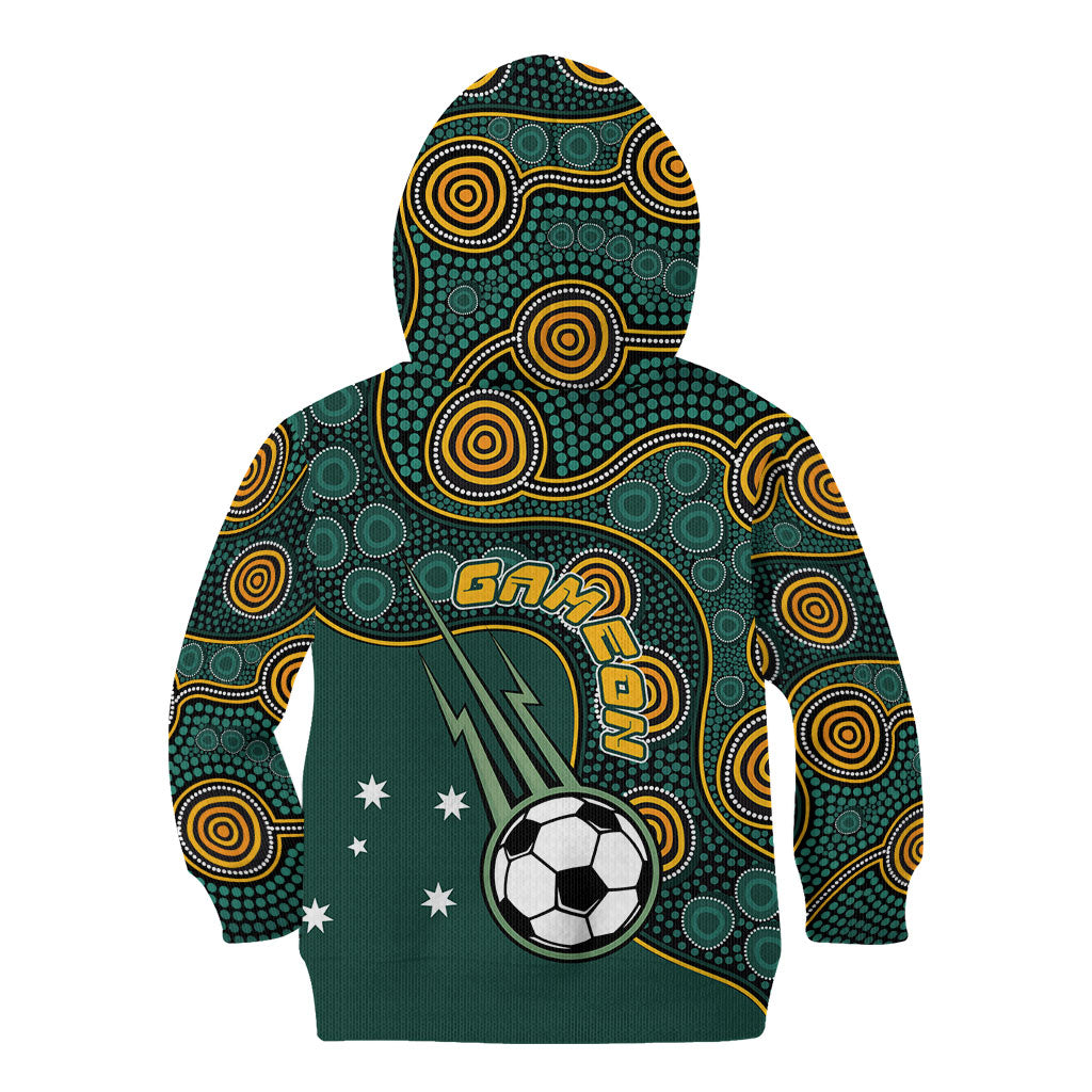 Matildas Game On Kid Hoodie Indigenous Dot Art Soccer Ball With Southern Cross Stars