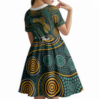 Matildas Game On Kid Short Sleeve Dress Indigenous Dot Art Soccer Ball With Southern Cross Stars
