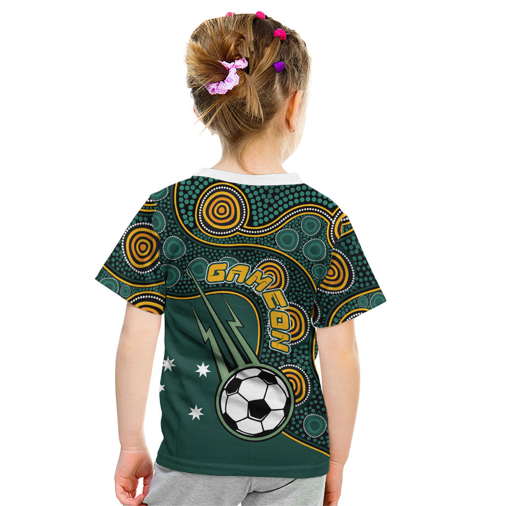 Matildas Game On Kid T Shirt Indigenous Dot Art Soccer Ball With Southern Cross Stars