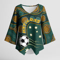 Matildas Game On Kimono Sleeve Blouse Indigenous Dot Art Soccer Ball With Southern Cross Stars