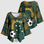 Matildas Game On Kimono Sleeve Blouse Indigenous Dot Art Soccer Ball With Southern Cross Stars