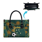Matildas Game On Leather Bag Indigenous Dot Art Soccer Ball With Southern Cross Stars