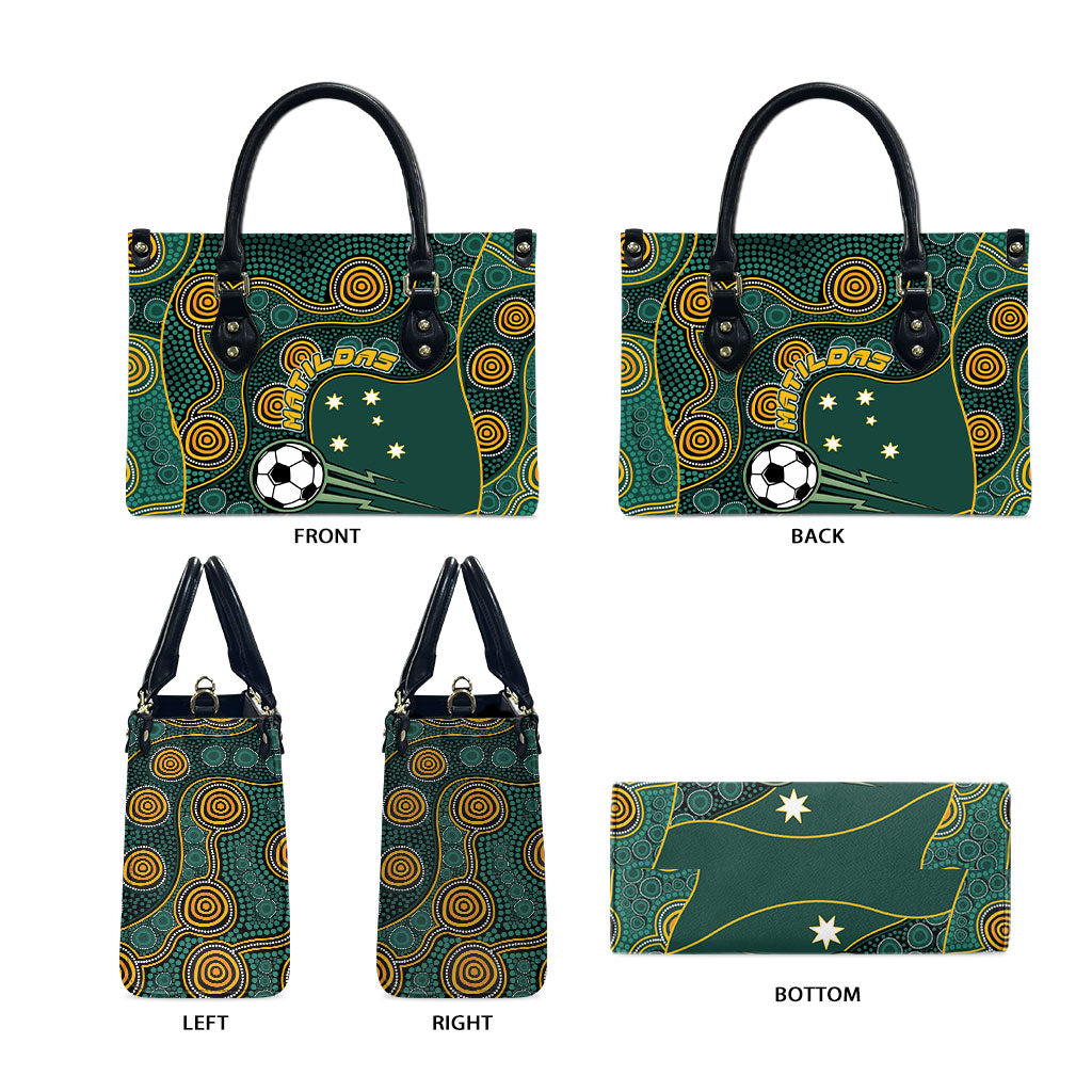Matildas Game On Leather Bag Indigenous Dot Art Soccer Ball With Southern Cross Stars