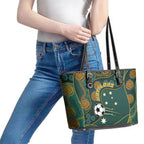 Matildas Game On Leather Tote Bag Indigenous Dot Art Soccer Ball With Southern Cross Stars