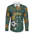 Matildas Game On Long Sleeve Button Shirt Indigenous Dot Art Soccer Ball With Southern Cross Stars