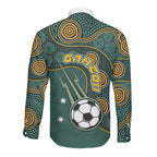 Matildas Game On Long Sleeve Button Shirt Indigenous Dot Art Soccer Ball With Southern Cross Stars