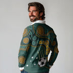 Matildas Game On Long Sleeve Polo Shirt Indigenous Dot Art Soccer Ball With Southern Cross Stars