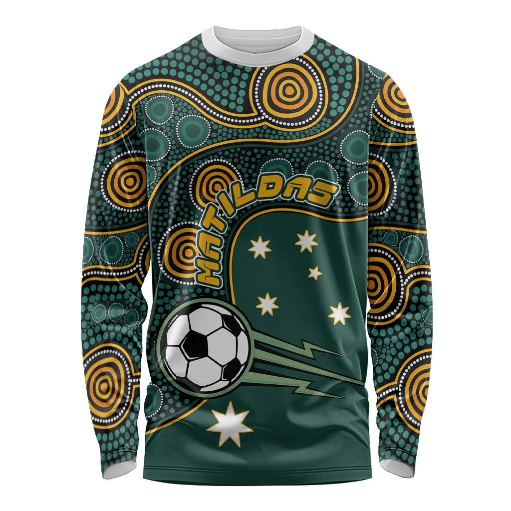 Matildas Game On Long Sleeve Shirt Indigenous Dot Art Soccer Ball With Southern Cross Stars