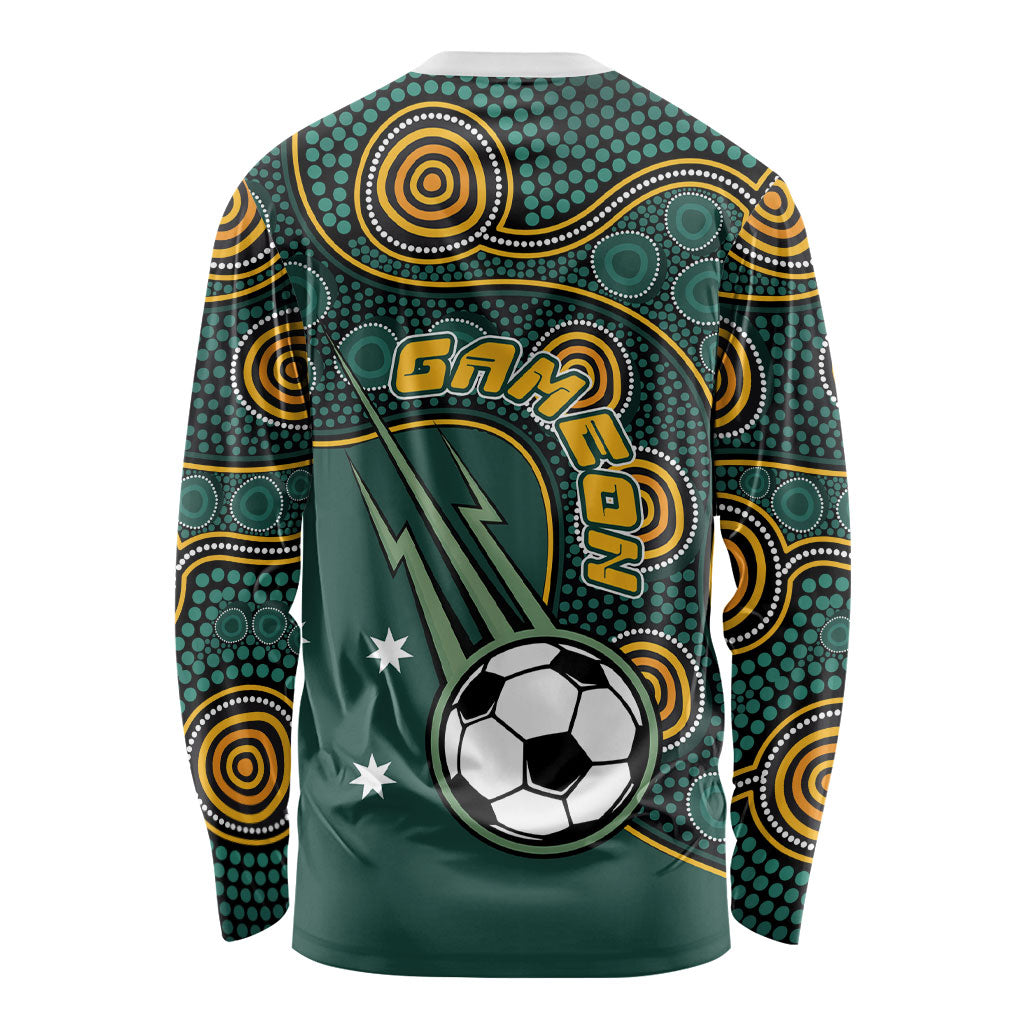 Matildas Game On Long Sleeve Shirt Indigenous Dot Art Soccer Ball With Southern Cross Stars