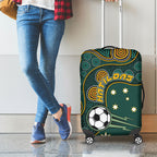 Matildas Game On Luggage Cover Indigenous Dot Art Soccer Ball With Southern Cross Stars