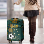 Matildas Game On Luggage Cover Indigenous Dot Art Soccer Ball With Southern Cross Stars
