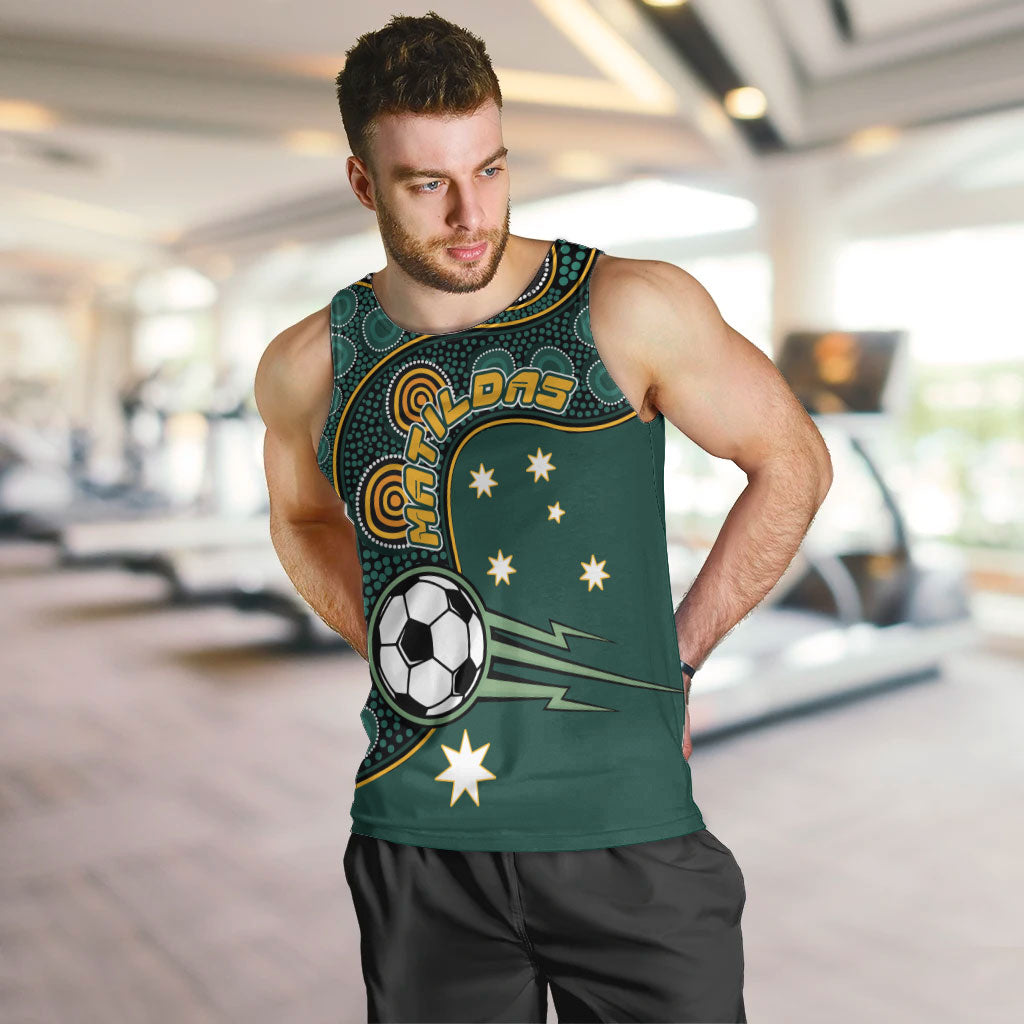Matildas Game On Men Tank Top Indigenous Dot Art Soccer Ball With Southern Cross Stars