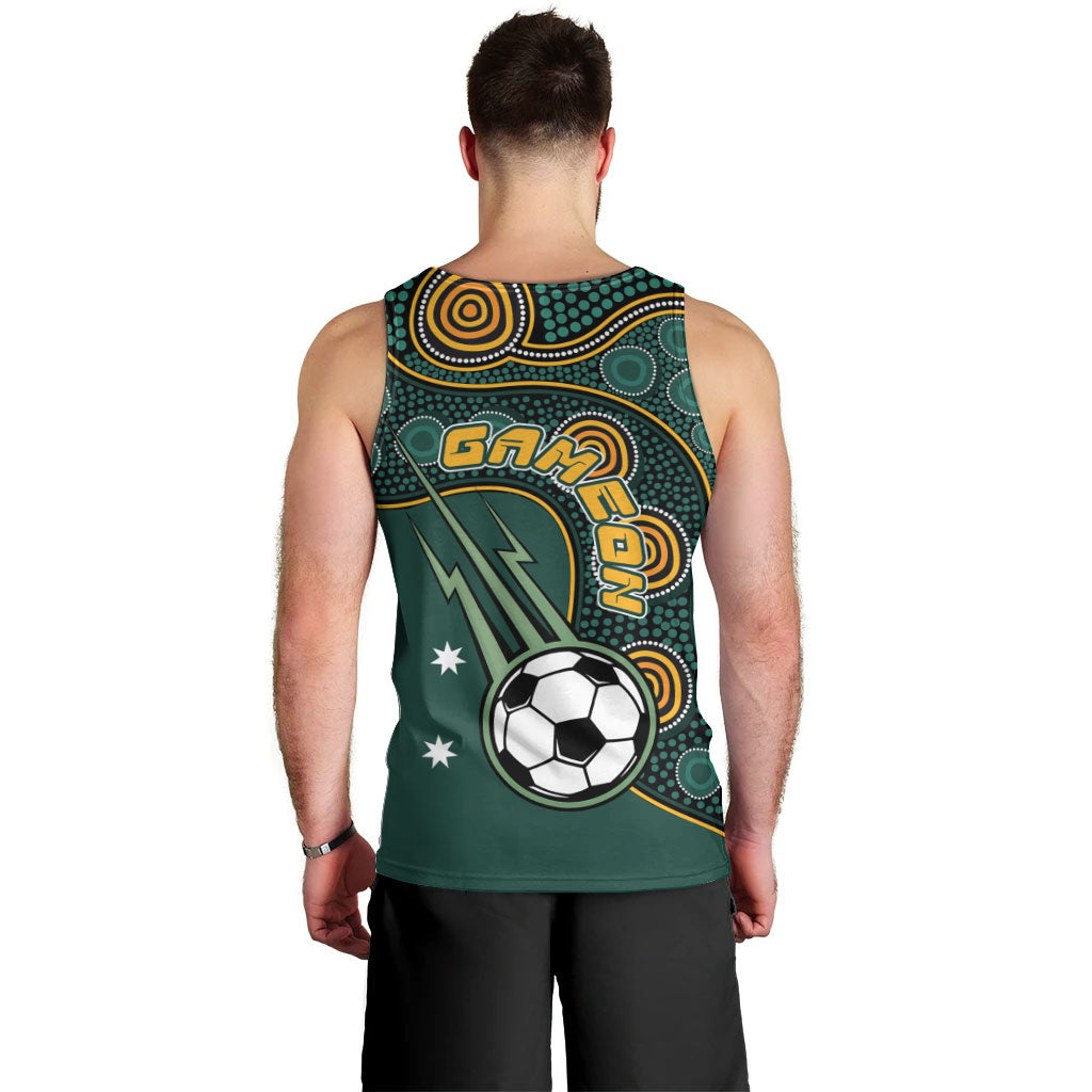 Matildas Game On Men Tank Top Indigenous Dot Art Soccer Ball With Southern Cross Stars