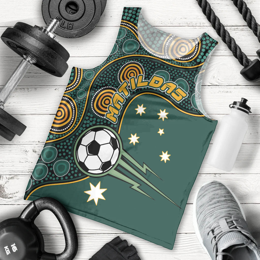 Matildas Game On Men Tank Top Indigenous Dot Art Soccer Ball With Southern Cross Stars