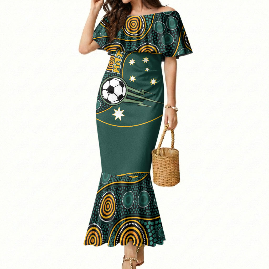 Matildas Game On Mermaid Dress Indigenous Dot Art Soccer Ball With Southern Cross Stars