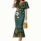Matildas Game On Mermaid Dress Indigenous Dot Art Soccer Ball With Southern Cross Stars