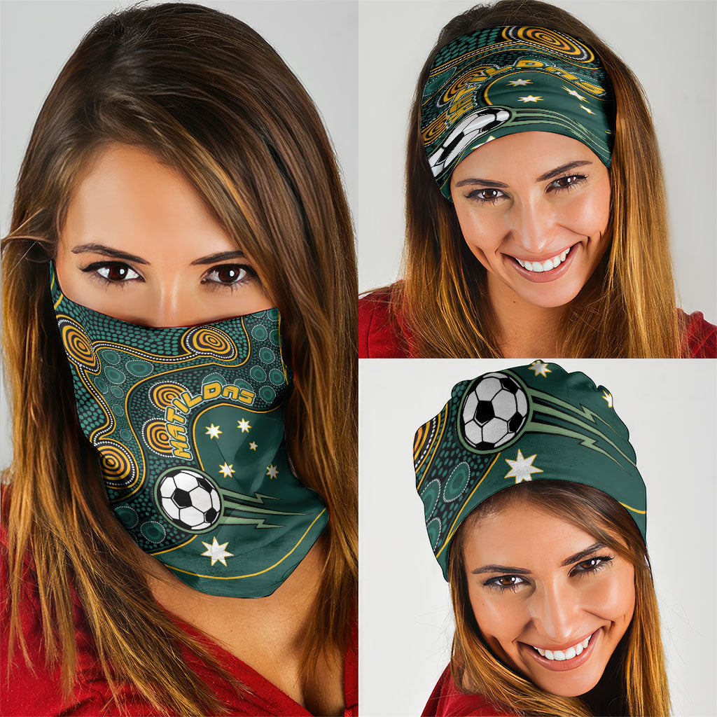 Matildas Game On Neck Gaiter Indigenous Dot Art Soccer Ball With Southern Cross Stars