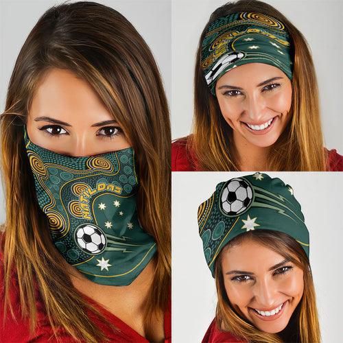 Matildas Game On Neck Gaiter Indigenous Dot Art Soccer Ball With Southern Cross Stars