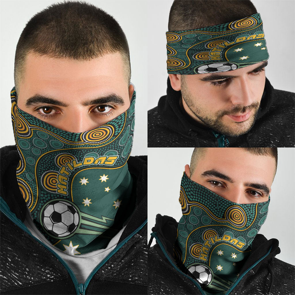 Matildas Game On Neck Gaiter Indigenous Dot Art Soccer Ball With Southern Cross Stars