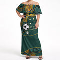 Matildas Game On Off Shoulder Maxi Dress Indigenous Dot Art Soccer Ball With Southern Cross Stars