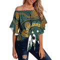 Matildas Game On Off Shoulder Wrap Waist Top Indigenous Dot Art Soccer Ball With Southern Cross Stars