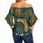 Matildas Game On Off Shoulder Wrap Waist Top Indigenous Dot Art Soccer Ball With Southern Cross Stars