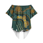 Matildas Game On Off Shoulder Wrap Waist Top Indigenous Dot Art Soccer Ball With Southern Cross Stars