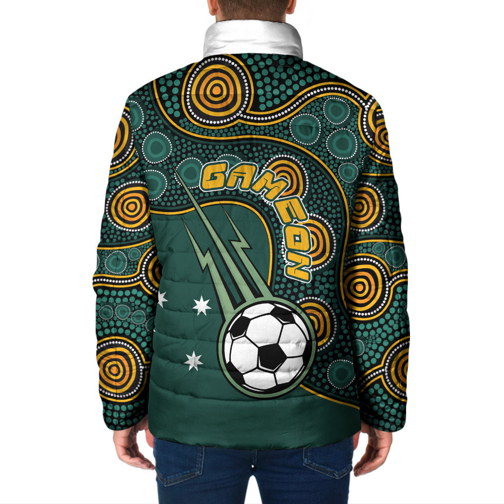 Matildas Game On Padded Jacket Indigenous Dot Art Soccer Ball With Southern Cross Stars