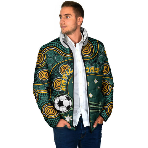 Matildas Game On Padded Jacket Indigenous Dot Art Soccer Ball With Southern Cross Stars